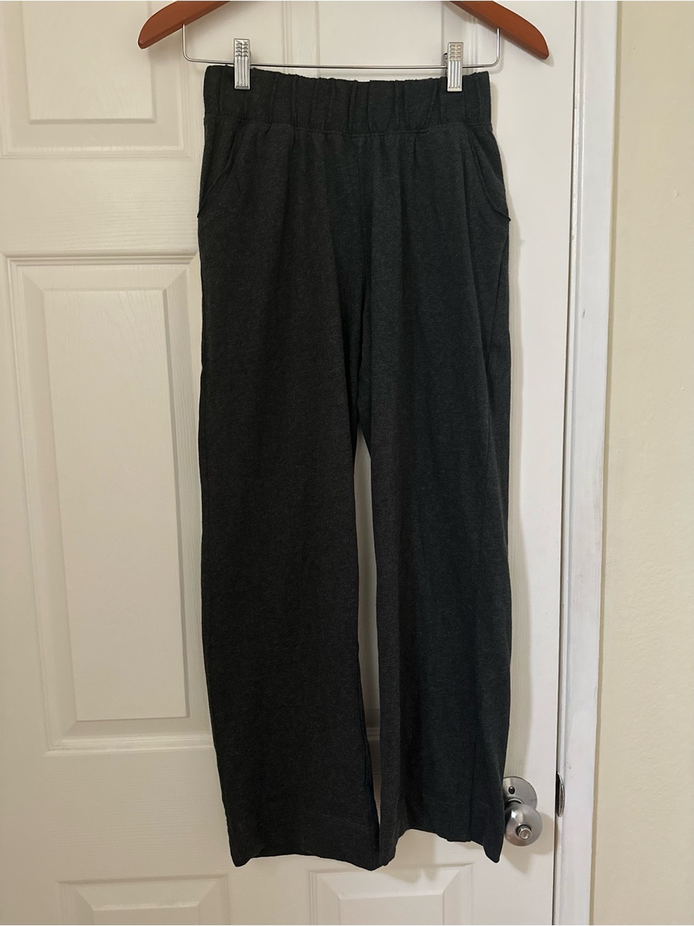 New W/ Imperfections Pact Sz XS Charcoal Gray Jersey Knit Wide Leg Lounge Pants